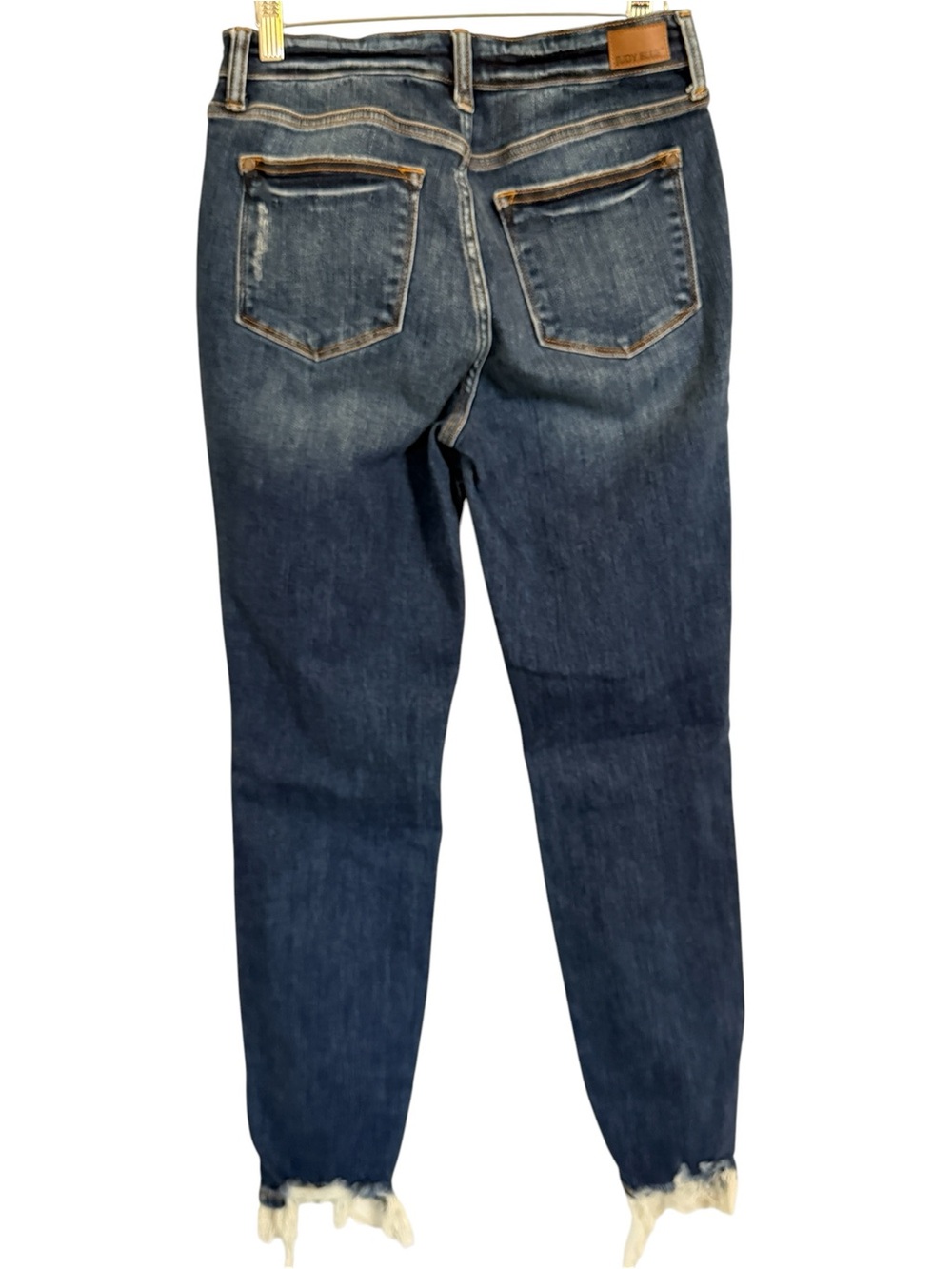 Judy Blue JB82446DK Mid Rise Destroyed Skinny Jeans Raw Hem Distressed Size 7/28 - Picture 5 of 15